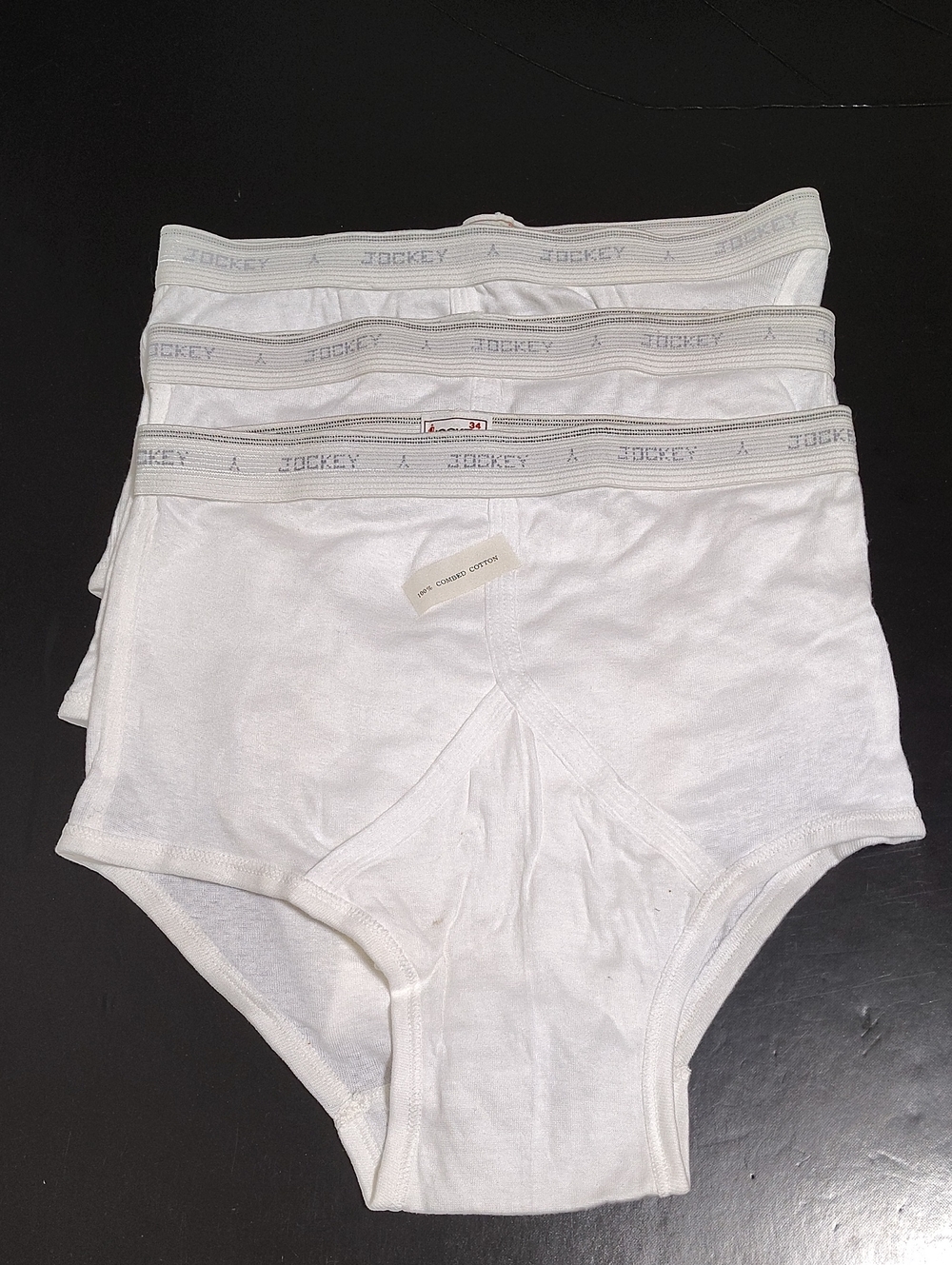 Vintage Jockey Men's White Cotton Briefs - 3 Pack - Size 34